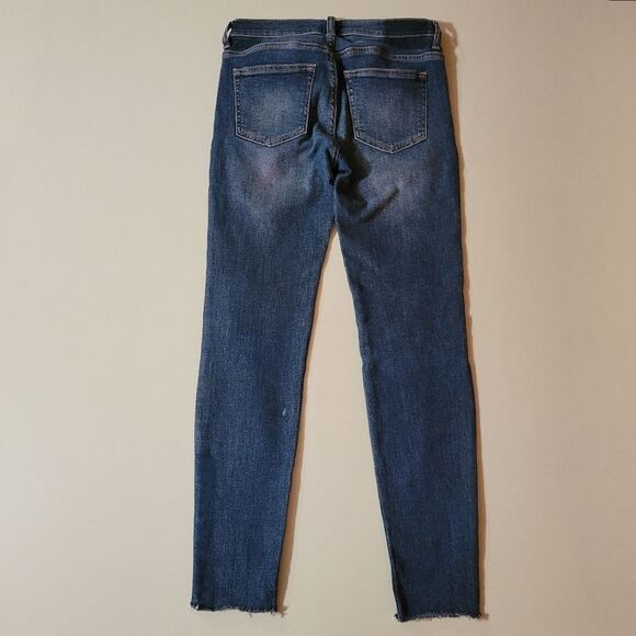 Sneak Peek Mid-Rise Distressed Patch Skinny Blue Jeans - Picture 12 of 13